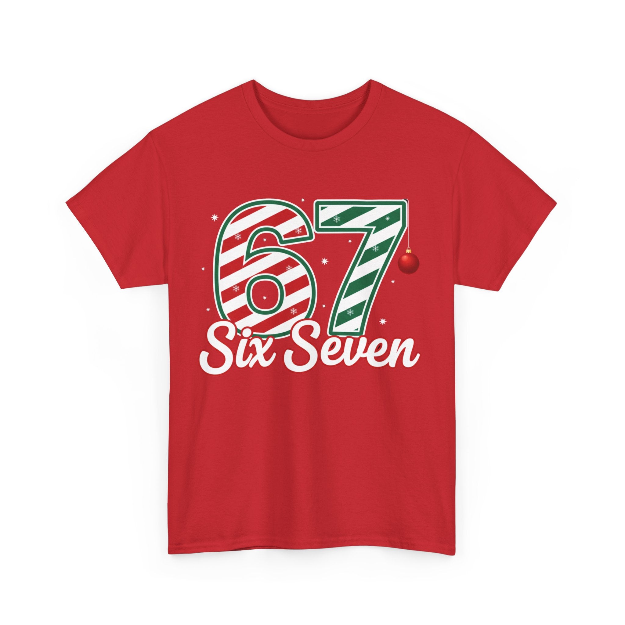 Six Seven 67 Holiday Shirt – Red Green Candy Cane Number Tee