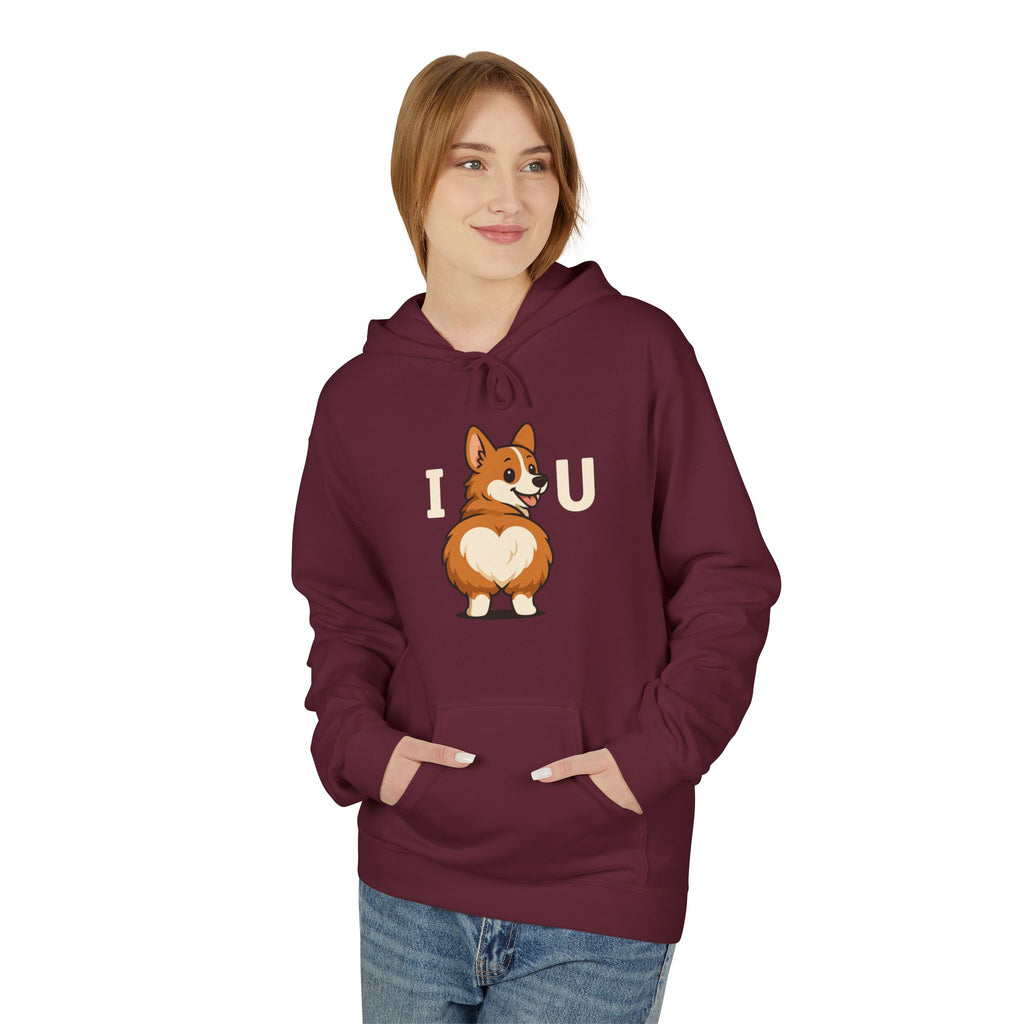 Corgi Love Hoodie, Cozy Pet Lover Pullover, I U Corgi Design Sweatshirt, Perfect Gift for Dog Owners, Adorable Casual Wear
