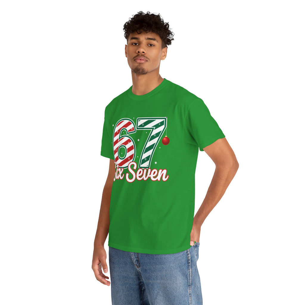 Six Seven 67 Holiday Shirt – Red Green Candy Cane Number Tee