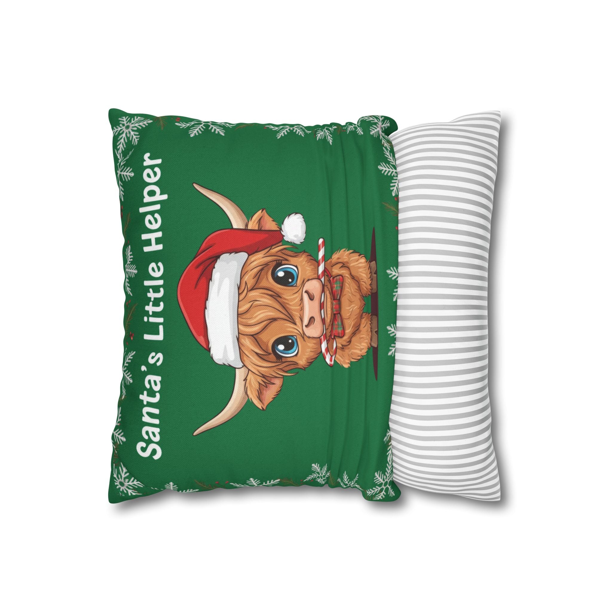 Christmas Pillowcase, Holiday Decor, Cute Farmhouse Style, Gift for Kids, Home Decor, Cozy Christmas Vibes, Green