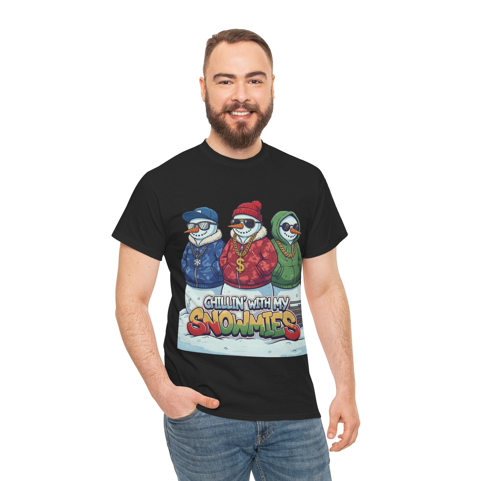 Snowmen T-Shirt — “Chillin’ With My Snowmies” Funny Winter Holiday Tee