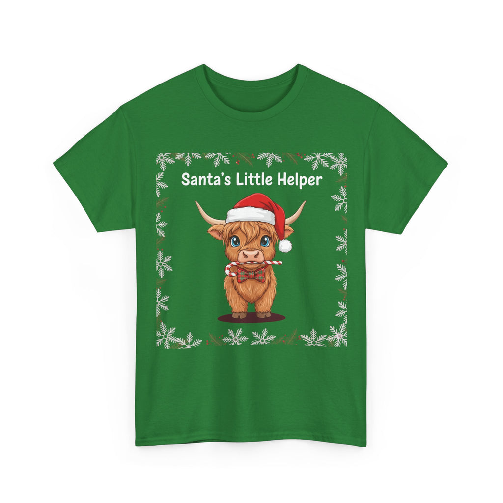 Festive Santa Tee - Unisex Heavy Cotton Tee, Christmas Gift, Holiday Wear, Cute Animal Design, Santa's Little Helper T-Shirt