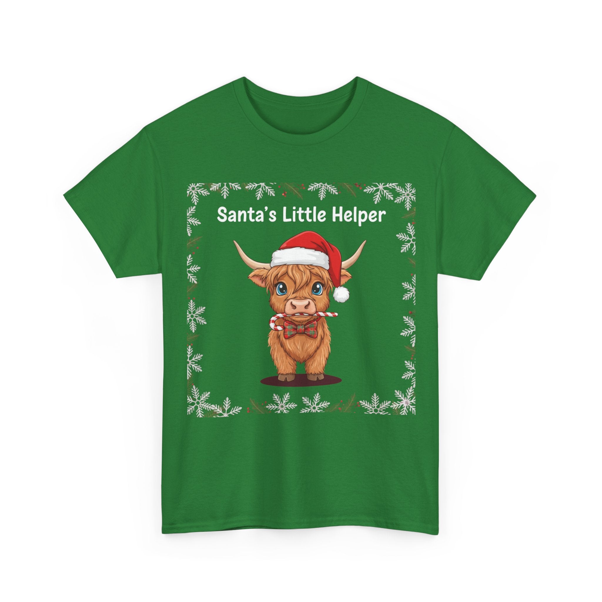 Festive Santa Tee - Unisex Heavy Cotton Tee, Christmas Gift, Holiday Wear, Cute Animal Design, Santa's Little Helper T-Shirt
