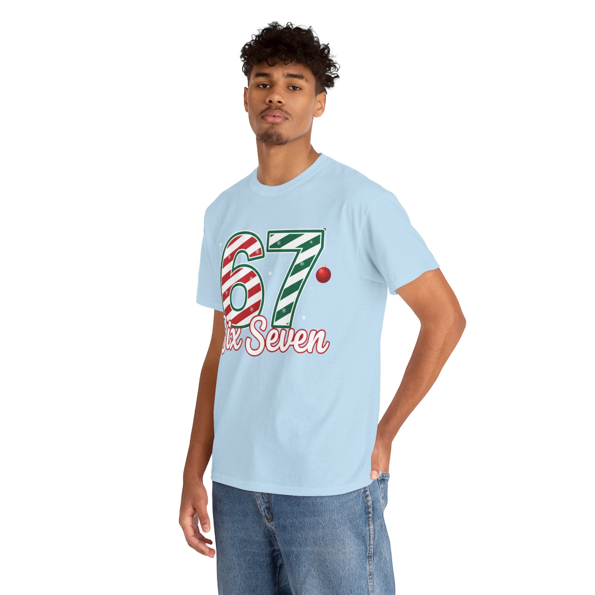Six Seven 67 Holiday Shirt – Red Green Candy Cane Number Tee