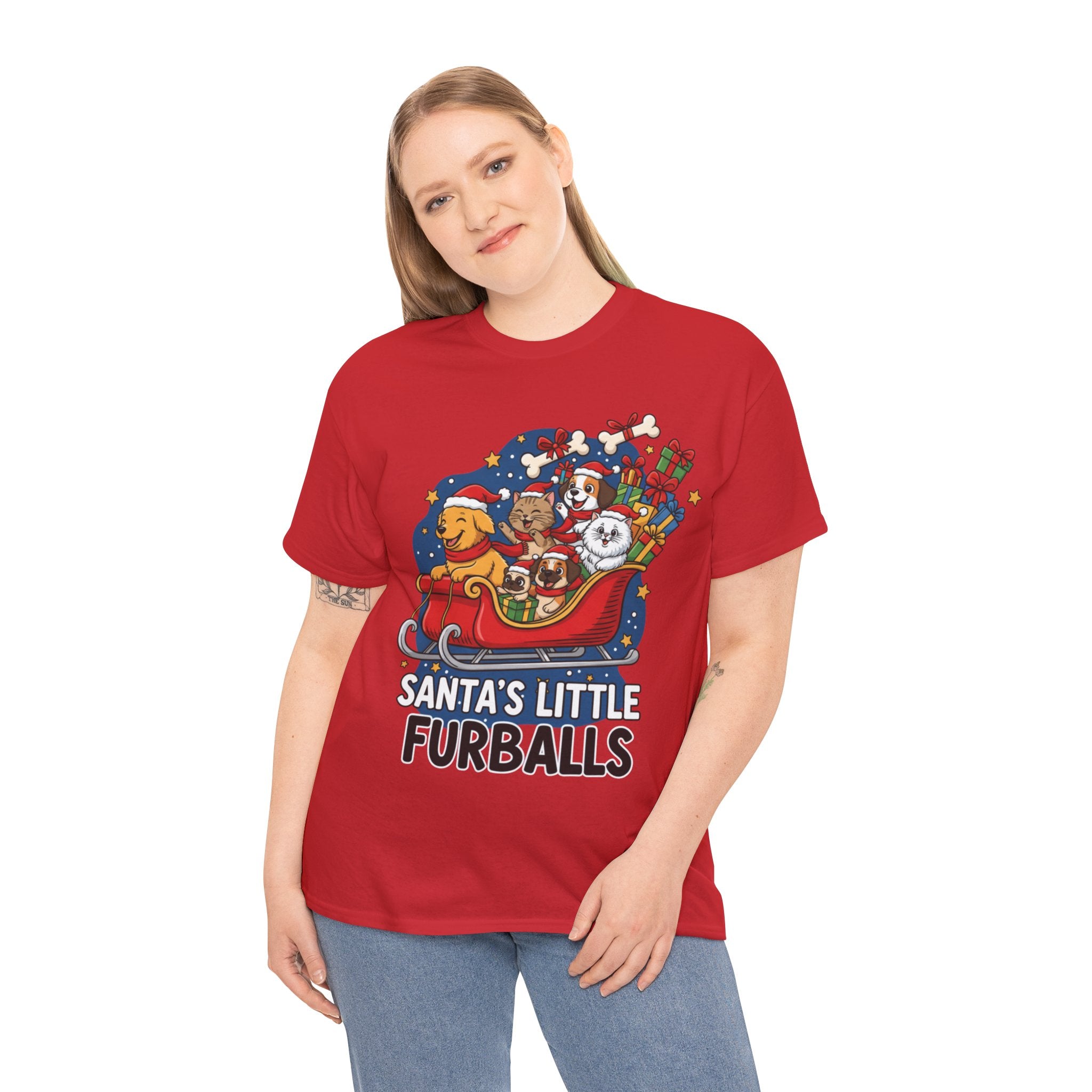 Santa's Little Furballs Unisex Heavy Cotton Tee