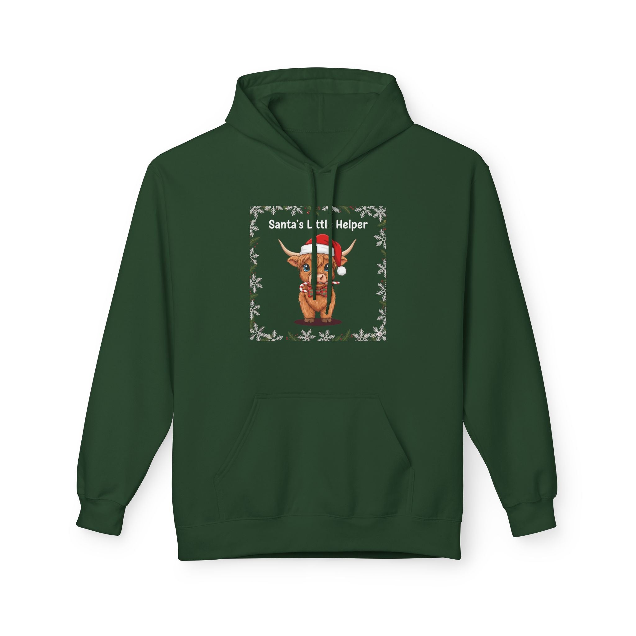 Festive Bull Graphic Hoodie, Holiday Sweatshirt, Unisex Gift, Cozy Layer, Farm Animal Lover Apparel, Christmas Outfit