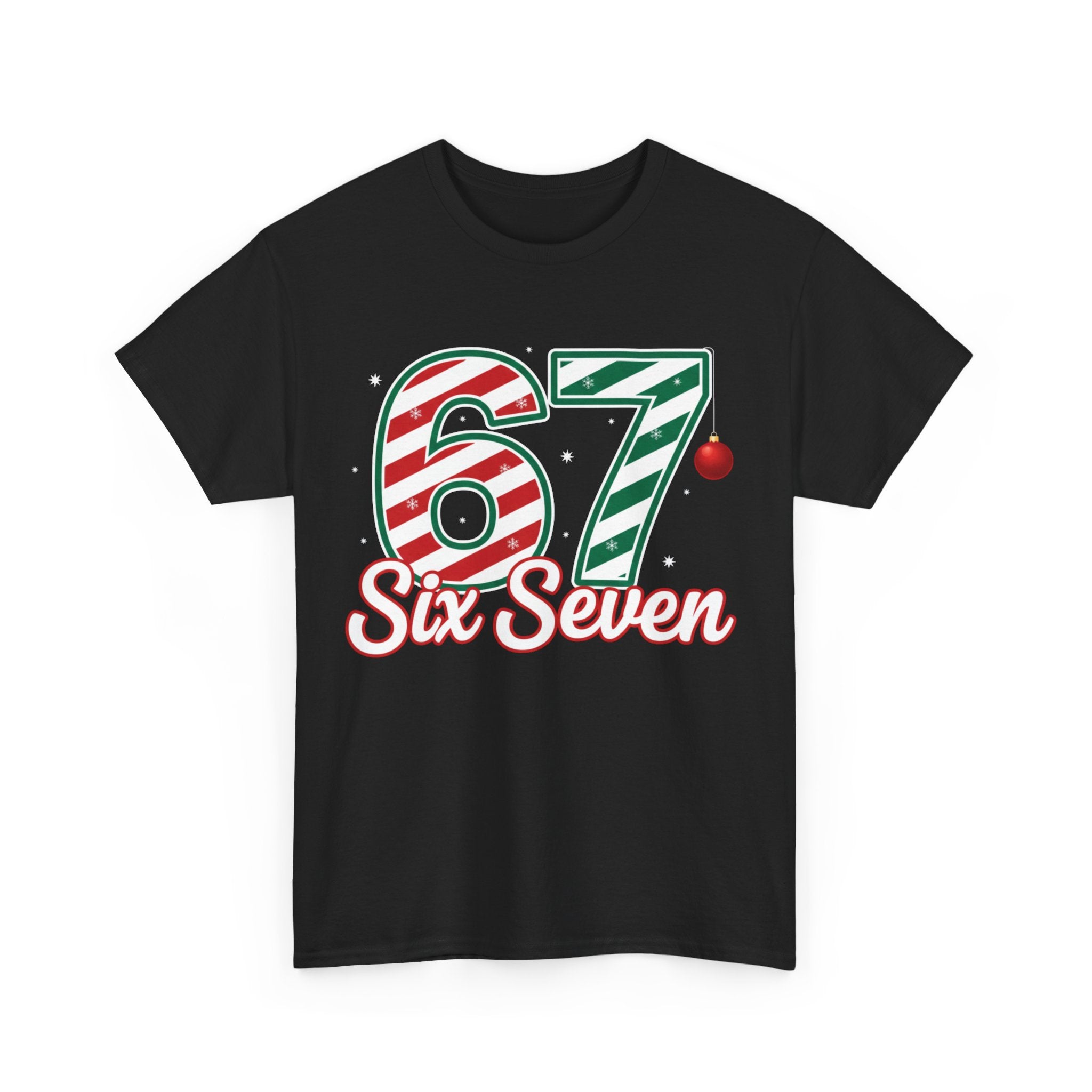 Six Seven 67 Holiday Shirt – Red Green Candy Cane Number Tee