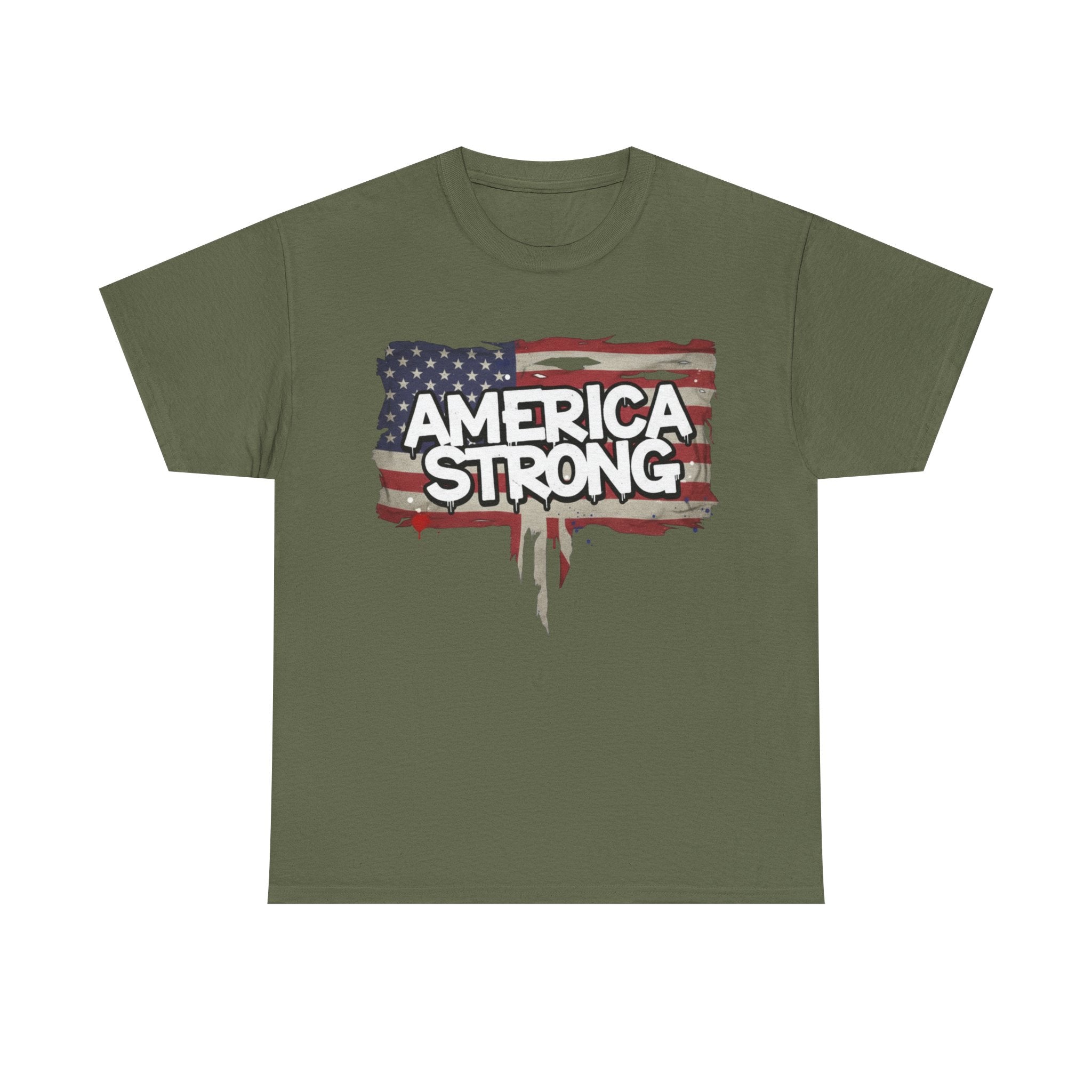 America Strong Unisex Heavy Cotton Tee, Patriotic Apparel, Independence Day Shirt, Veteran Gift, USA Fashion
