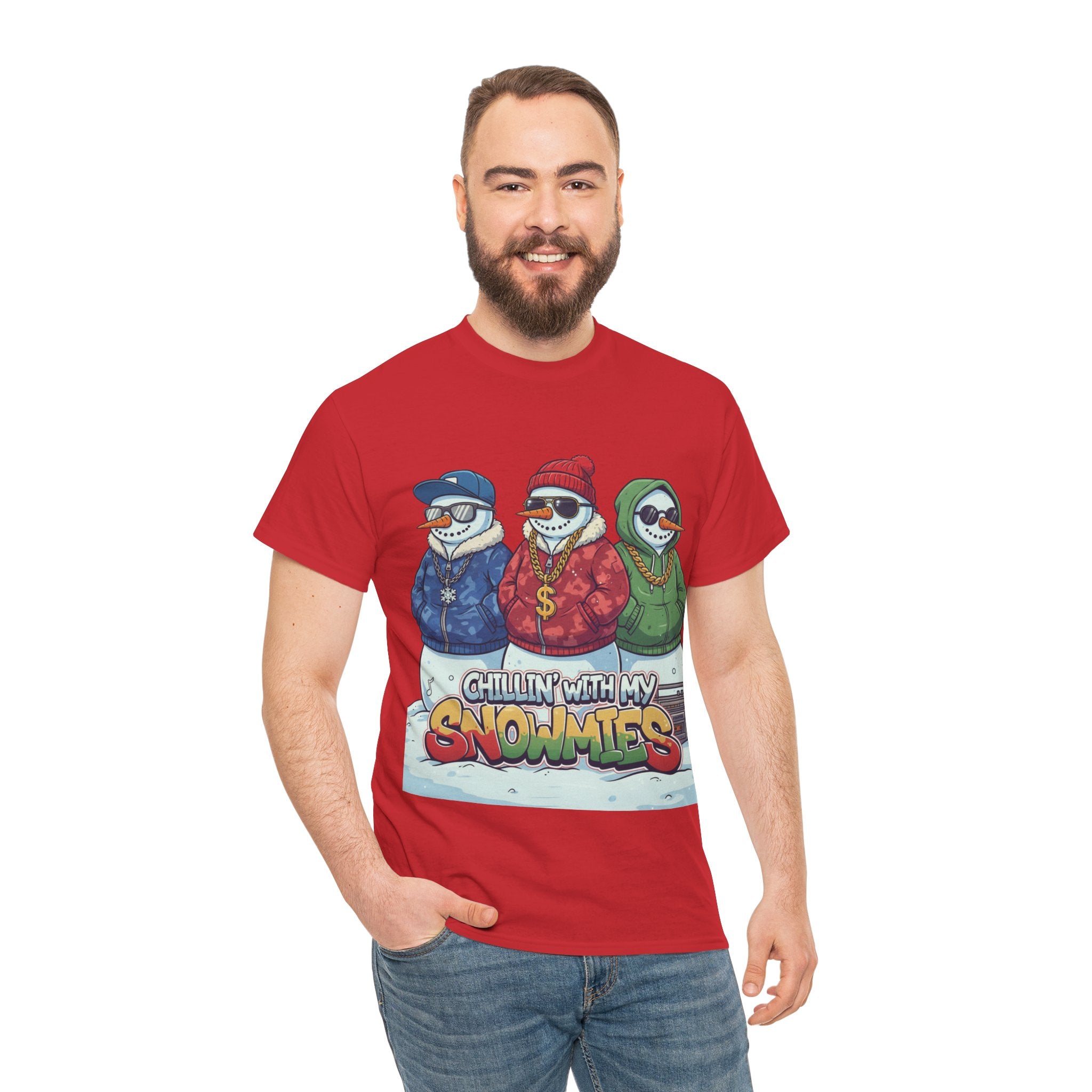 Snowmen T-Shirt — “Chillin’ With My Snowmies” Funny Winter Holiday Tee