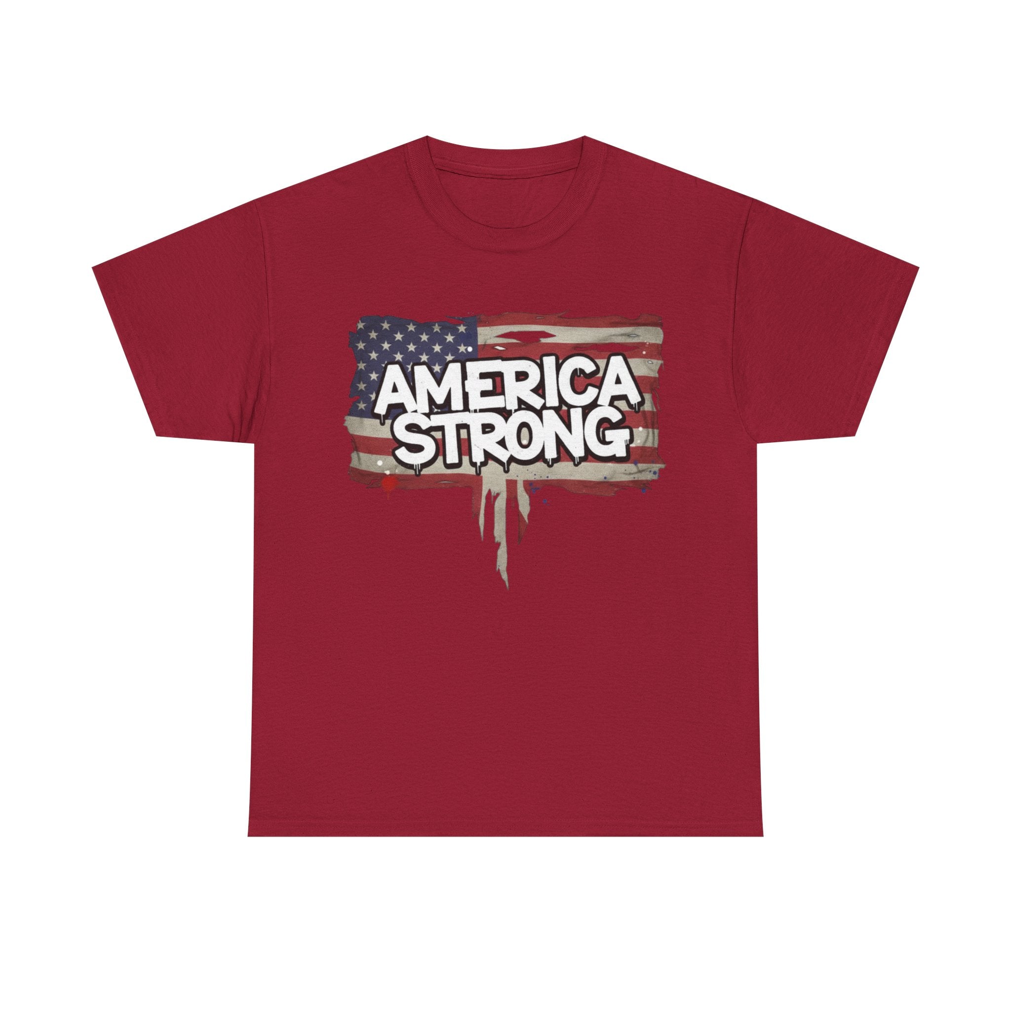 America Strong Unisex Heavy Cotton Tee, Patriotic Apparel, Independence Day Shirt, Veteran Gift, USA Fashion