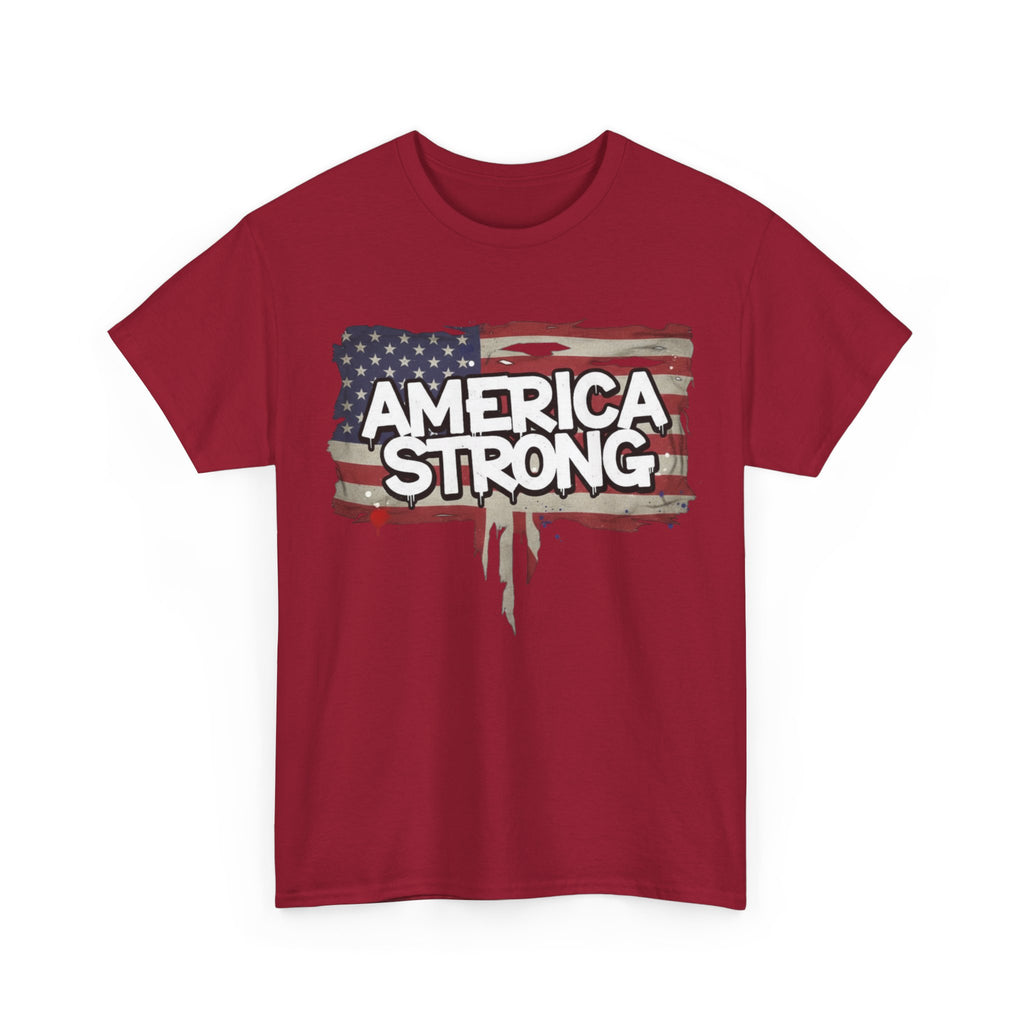 America Strong Unisex Heavy Cotton Tee, Patriotic Apparel, Independence Day Shirt, Veteran Gift, USA Fashion