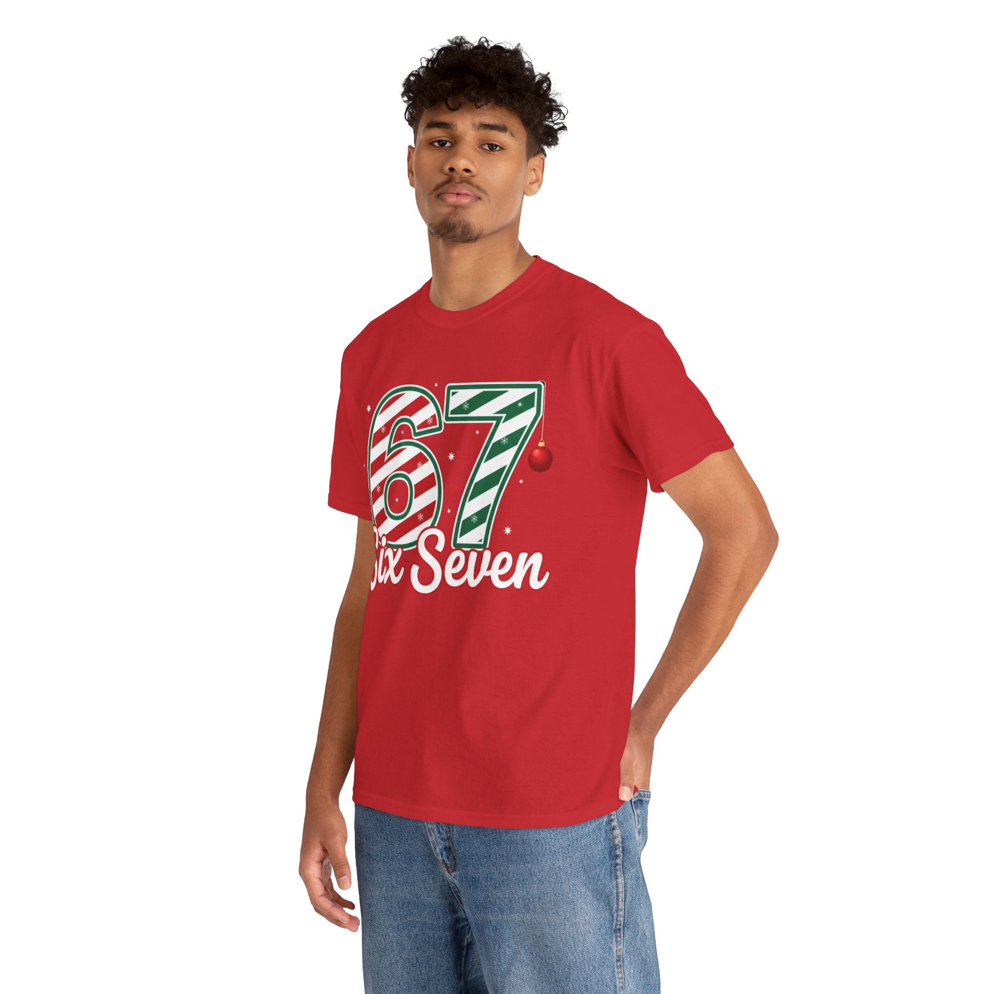 Six Seven 67 Holiday Shirt – Red Green Candy Cane Number Tee