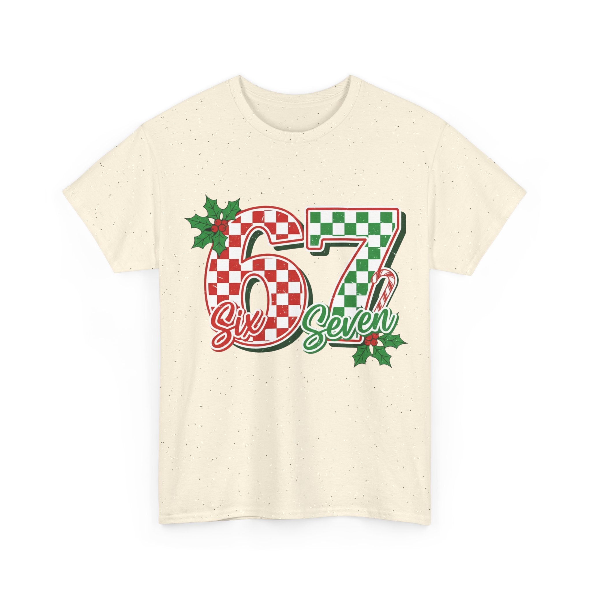 Six Seven 67 Christmas Tee – Festive Buffalo Plaid Number Shirt
