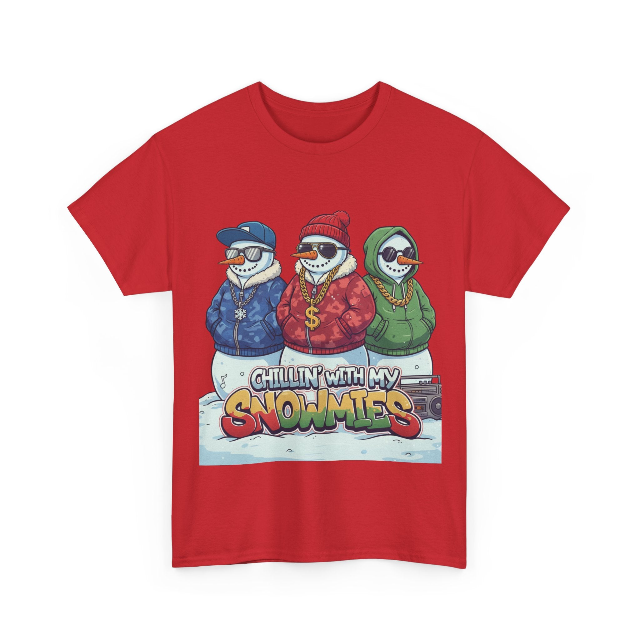 Snowmen T-Shirt — “Chillin’ With My Snowmies” Funny Winter Holiday Tee
