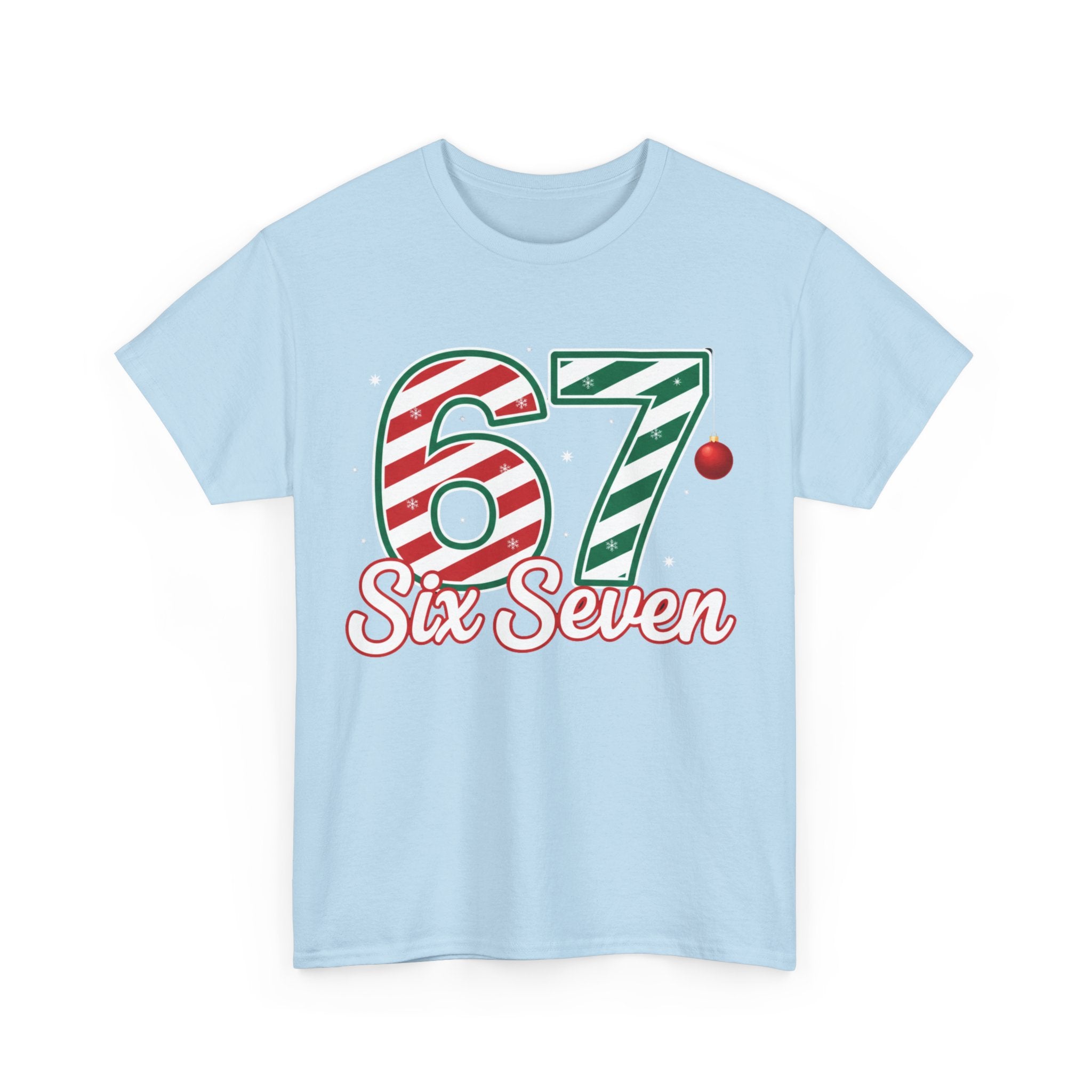 Six Seven 67 Holiday Shirt – Red Green Candy Cane Number Tee