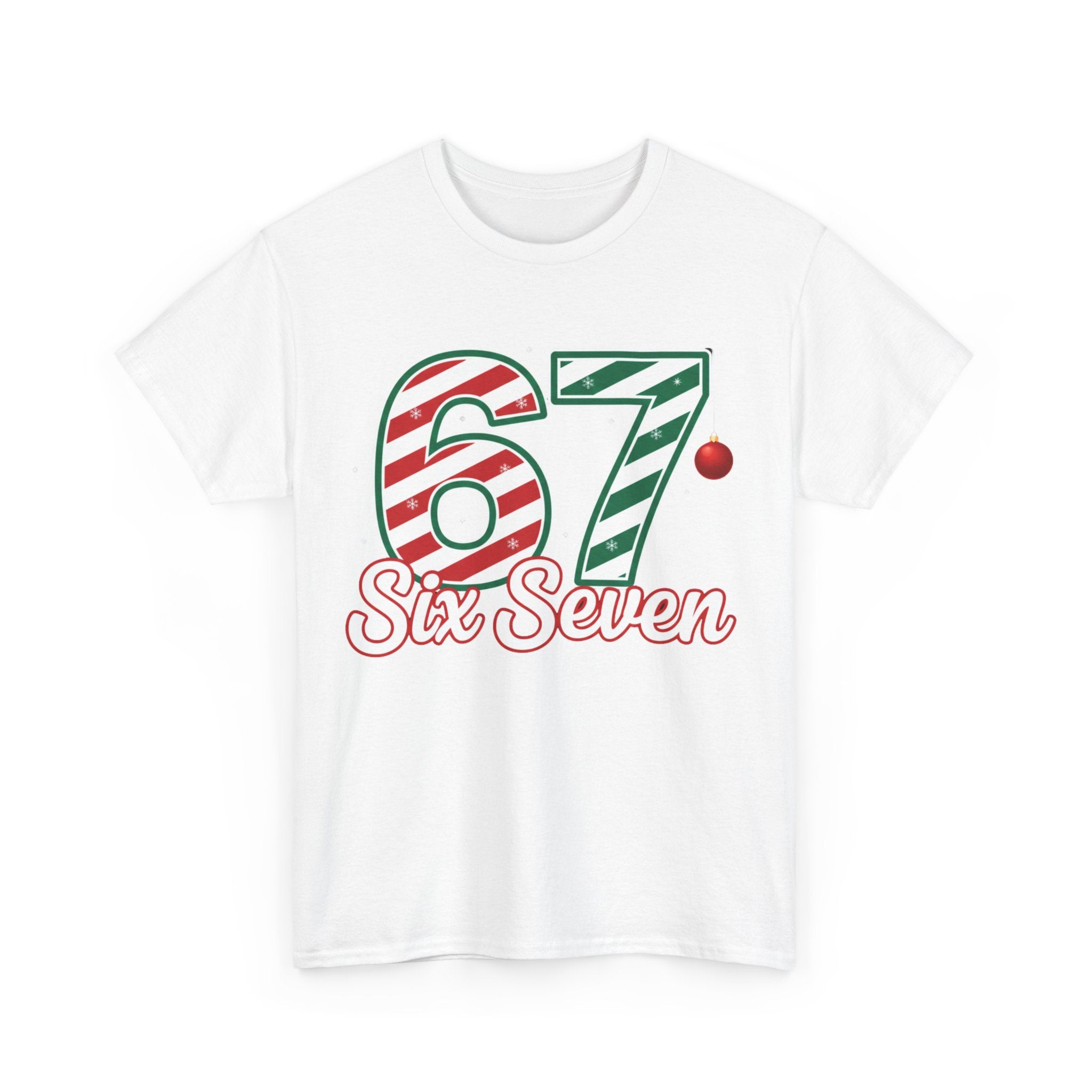 Six Seven 67 Holiday Shirt – Red Green Candy Cane Number Tee
