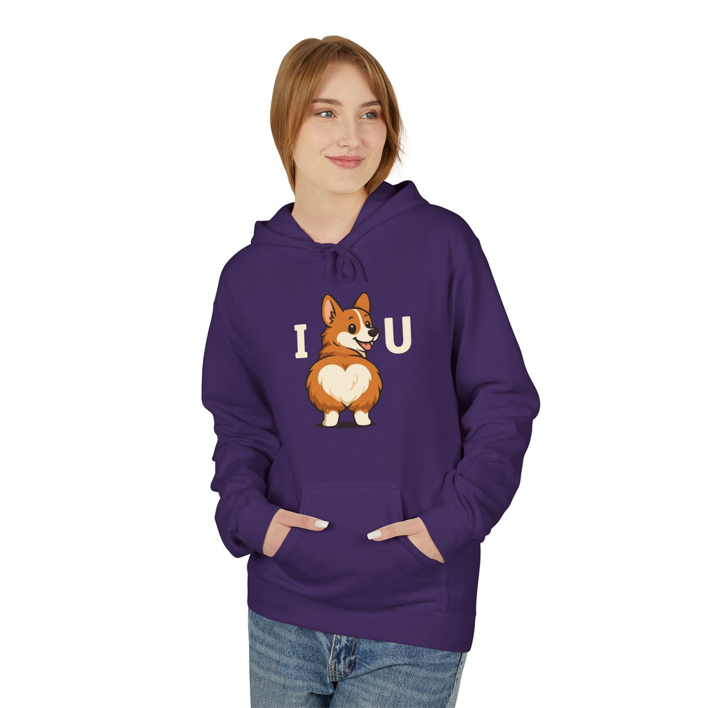 Corgi Love Hoodie, Cozy Pet Lover Pullover, I U Corgi Design Sweatshirt, Perfect Gift for Dog Owners, Adorable Casual Wear