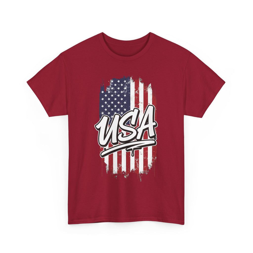 Patriotic USA Tee - Unisex Heavy Cotton T-Shirt, Independence Day Gift, Casual Outfit, Fourth of July, American Pride, Free Shipping