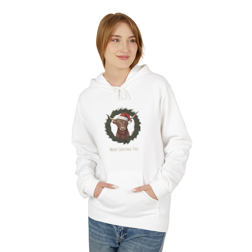 Festive Wreath Hoodie, Cozy Winter Wear, Holiday Gift, Unisex Sweatshirt, Christmas Apparel, Family Gathering Clothing