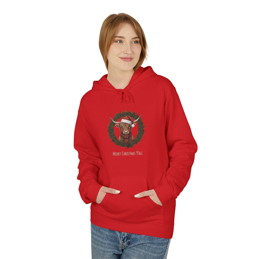 Festive Wreath Hoodie, Cozy Winter Wear, Holiday Gift, Unisex Sweatshirt, Christmas Apparel, Family Gathering Clothing