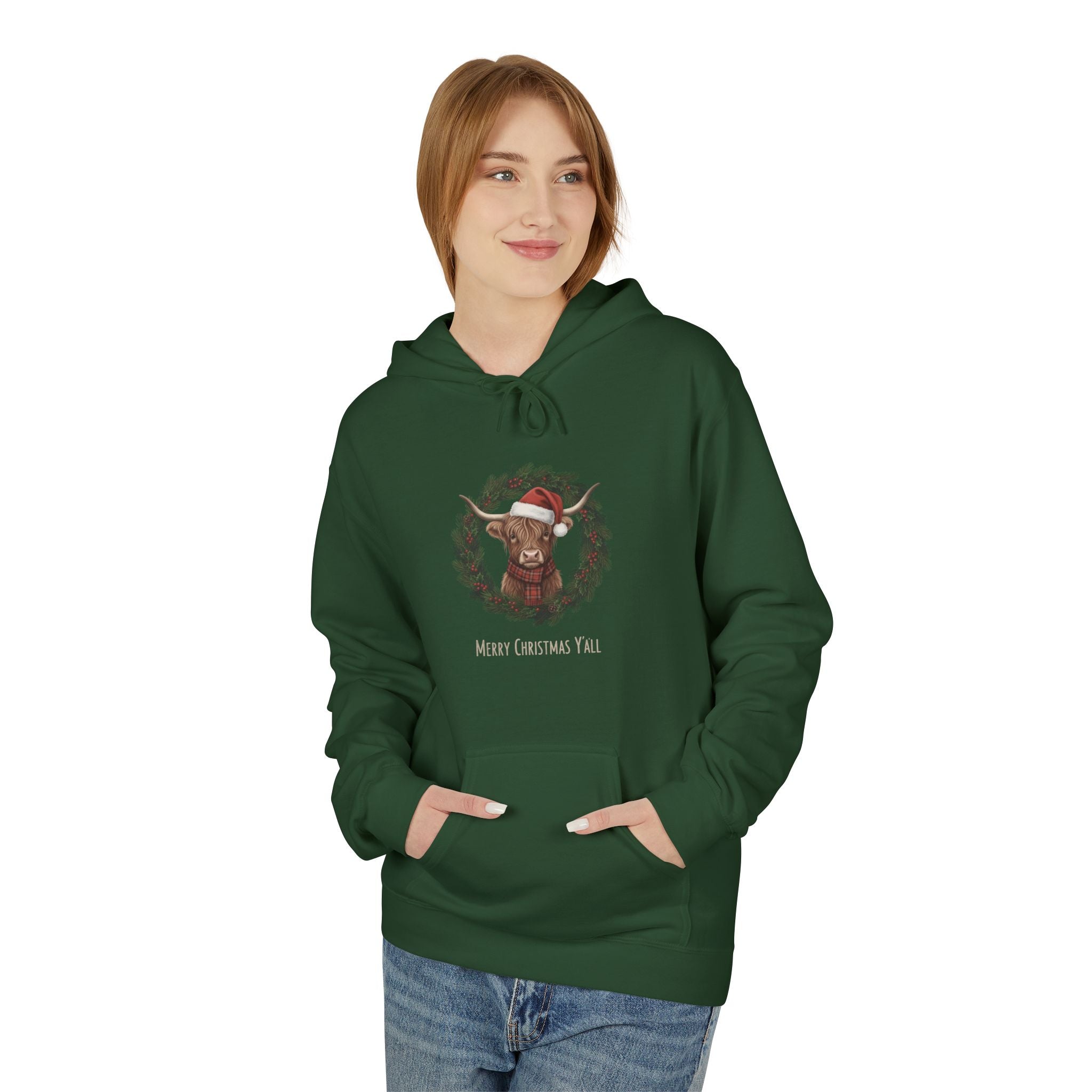 Festive Wreath Hoodie, Cozy Winter Wear, Holiday Gift, Unisex Sweatshirt, Christmas Apparel, Family Gathering Clothing