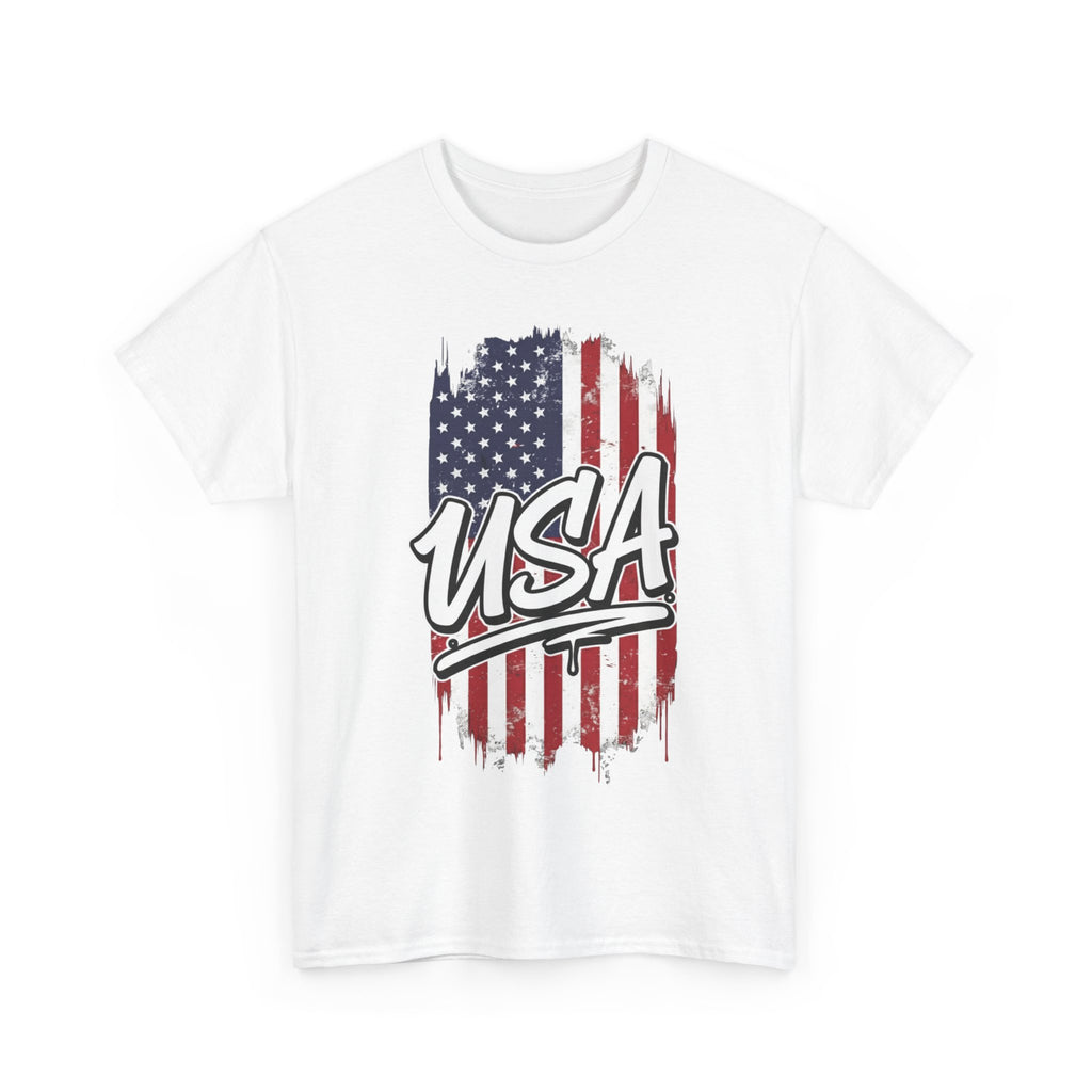Patriotic USA Tee - Unisex Heavy Cotton T-Shirt, Independence Day Gift, Casual Outfit, Fourth of July, American Pride, Free Shipping
