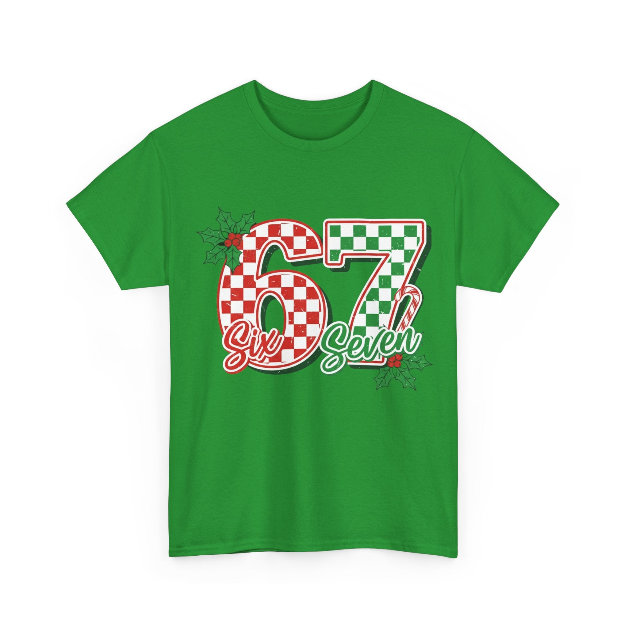 Six Seven 67 Christmas Tee – Festive Buffalo Plaid Number Shirt