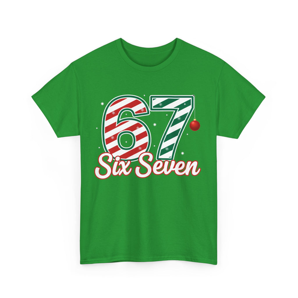 Six Seven 67 Holiday Shirt – Red Green Candy Cane Number Tee