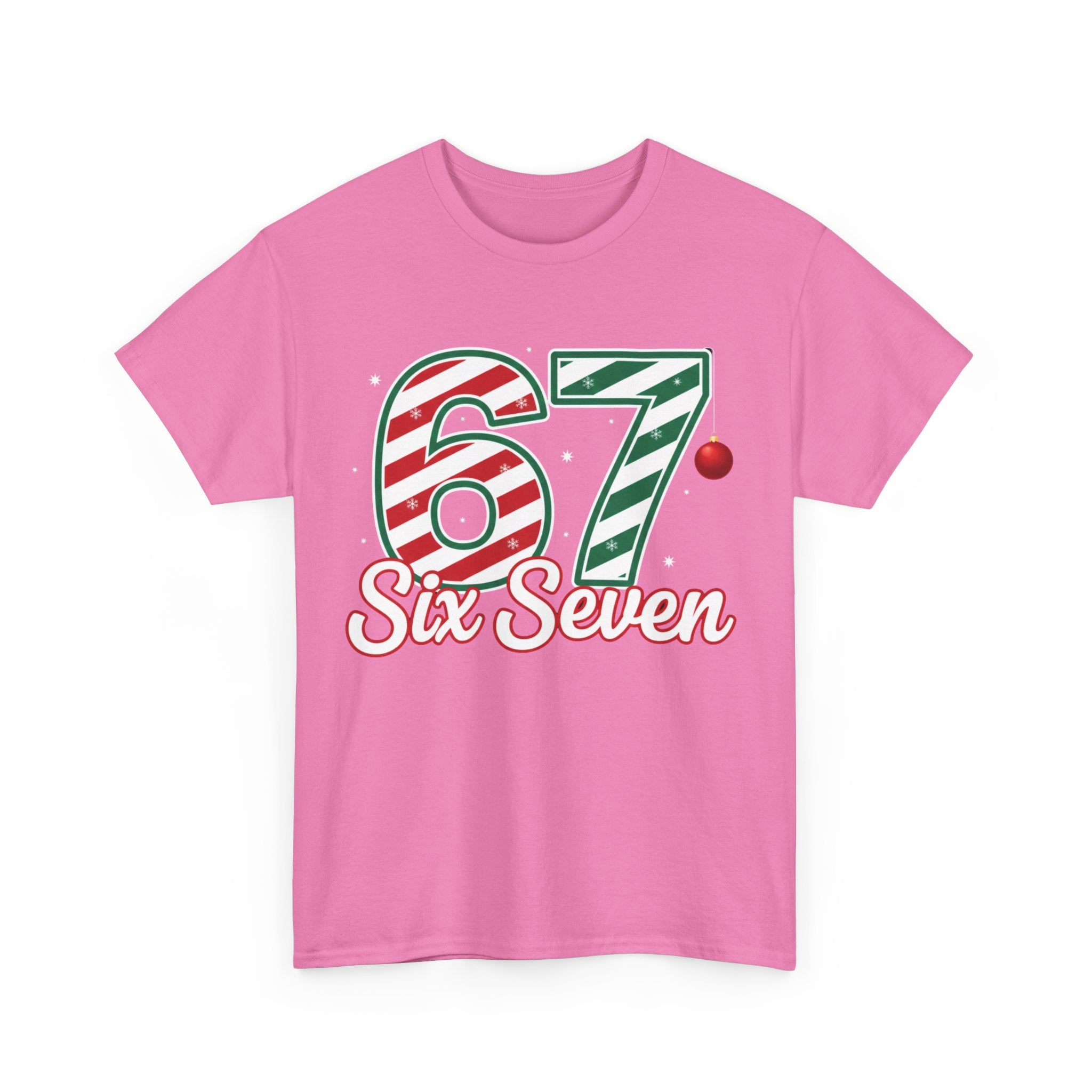 Six Seven 67 Holiday Shirt – Red Green Candy Cane Number Tee