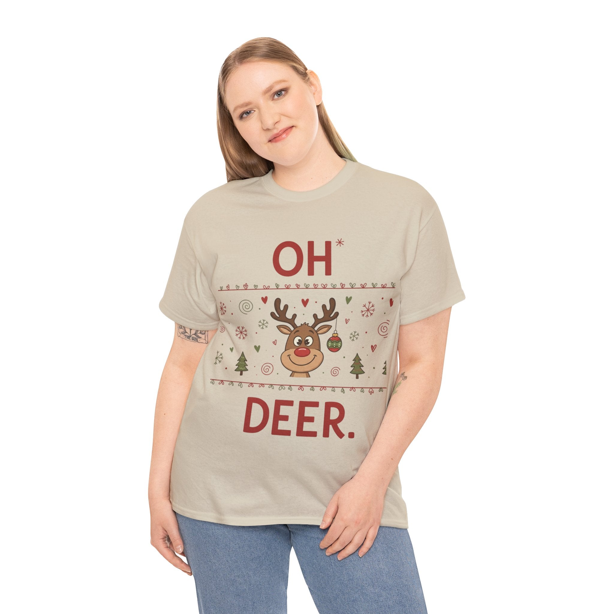 Oh Deer Christmas T-Shirt – Funny Reindeer Holiday Tee | Cute Winter Graphic Shirt