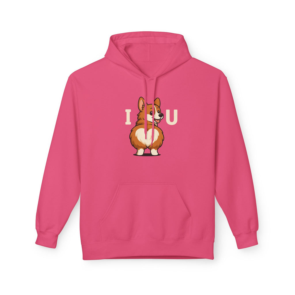 Corgi Love Hoodie, Cozy Pet Lover Pullover, I U Corgi Design Sweatshirt, Perfect Gift for Dog Owners, Adorable Casual Wear