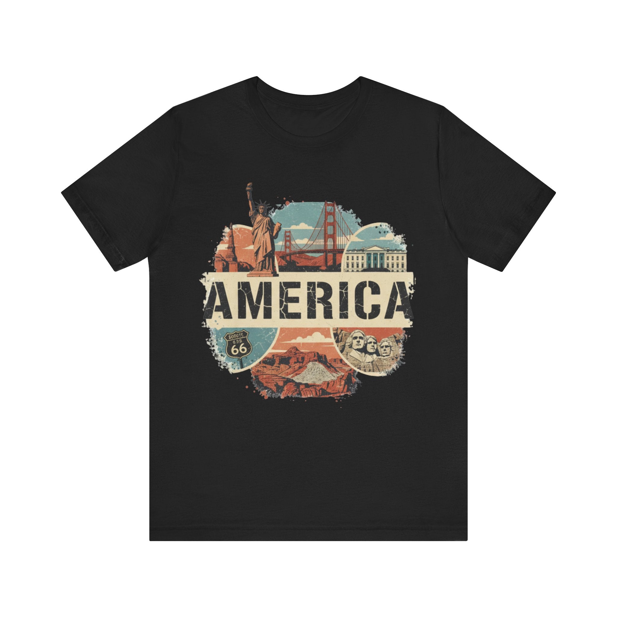 America Graphic Tee, Unisex Jersey T-Shirt, Vintage USA Apparel, Travel Shirt, American Pride Clothing