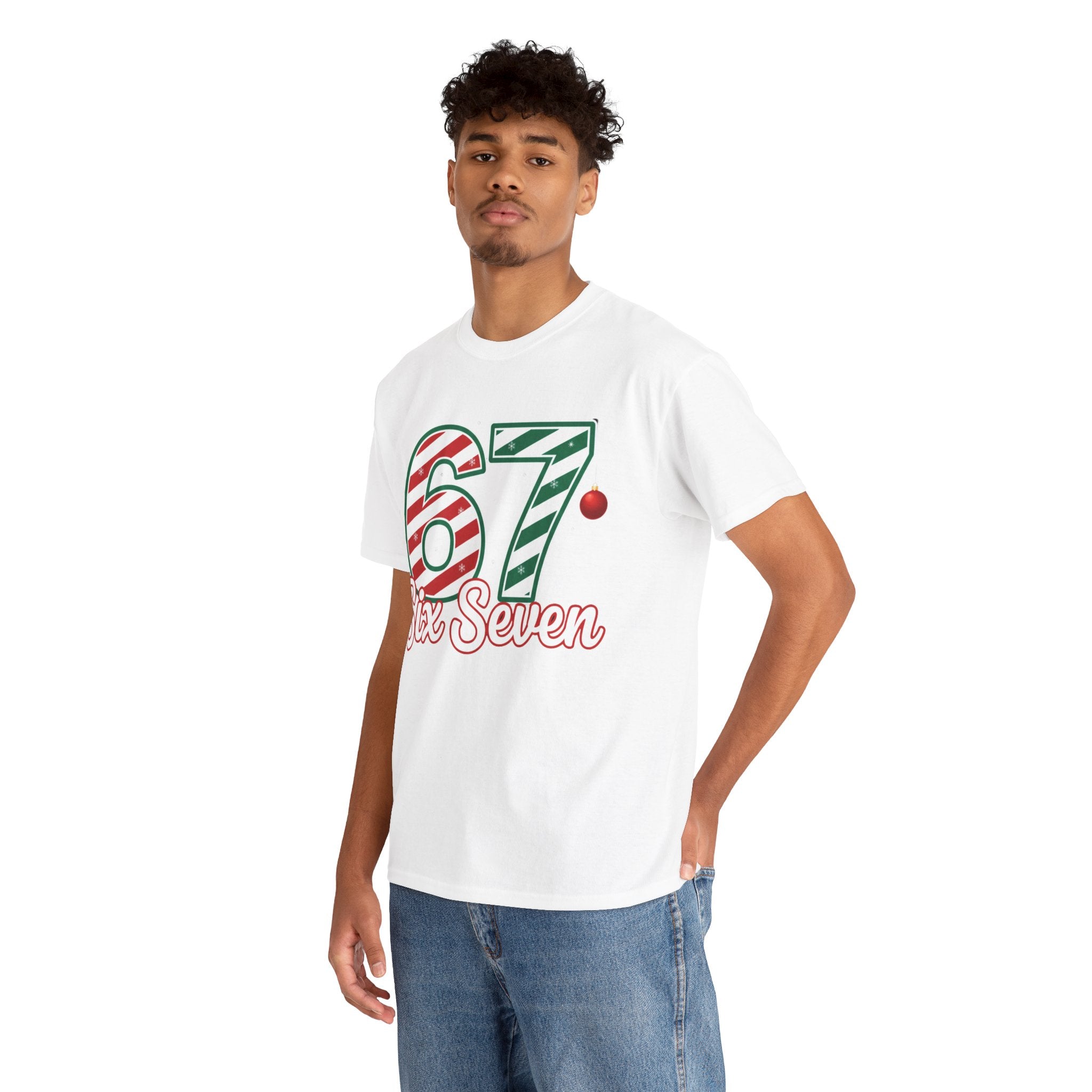 Six Seven 67 Holiday Shirt – Red Green Candy Cane Number Tee