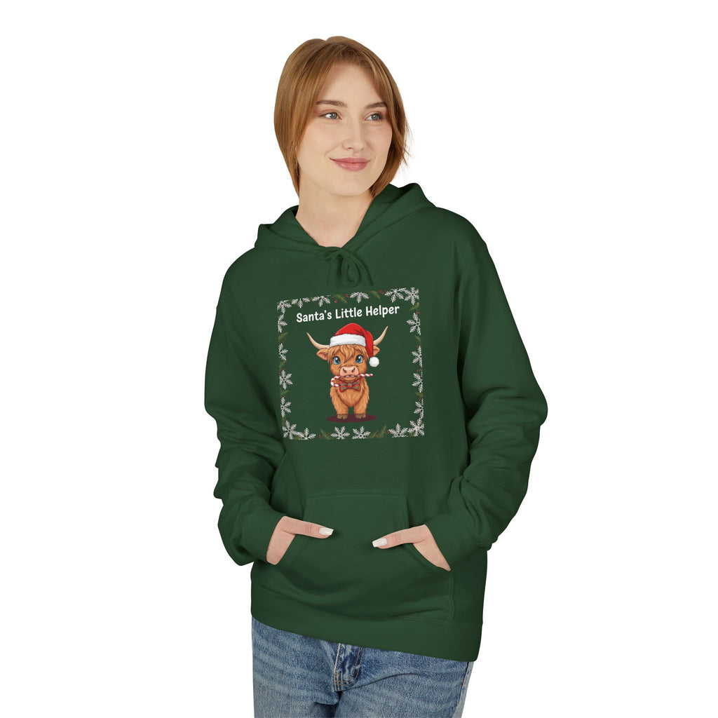Festive Bull Graphic Hoodie, Holiday Sweatshirt, Unisex Gift, Cozy Layer, Farm Animal Lover Apparel, Christmas Outfit