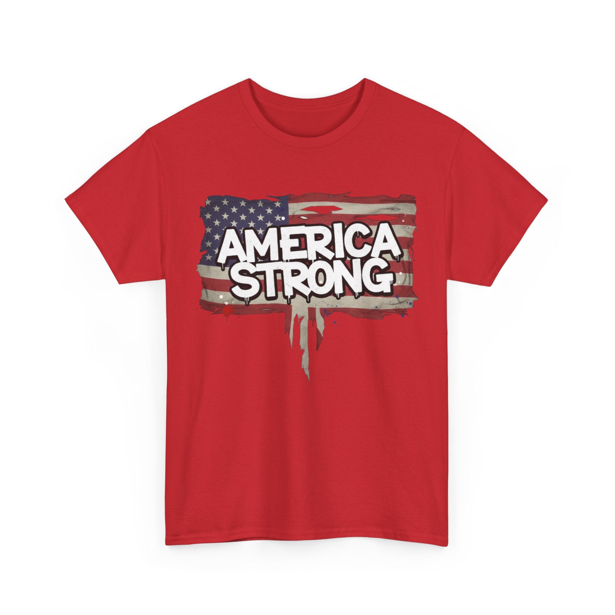 America Strong Unisex Heavy Cotton Tee, Patriotic Apparel, Independence Day Shirt, Veteran Gift, USA Fashion