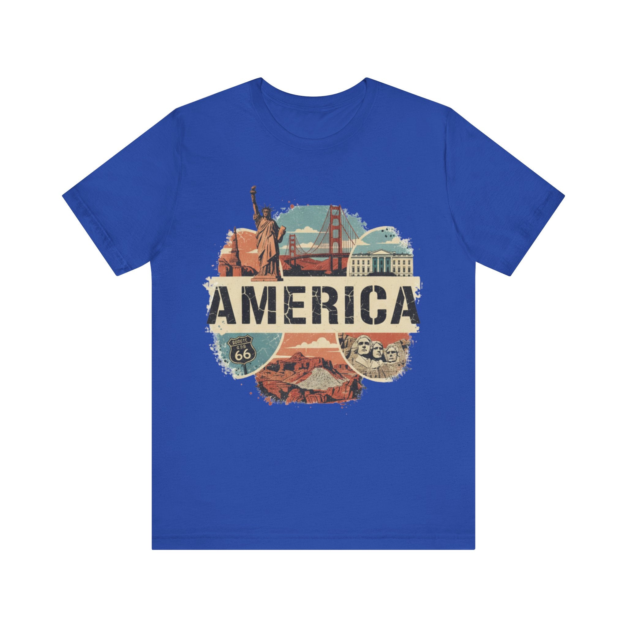 America Graphic Tee, Unisex Jersey T-Shirt, Vintage USA Apparel, Travel Shirt, American Pride Clothing