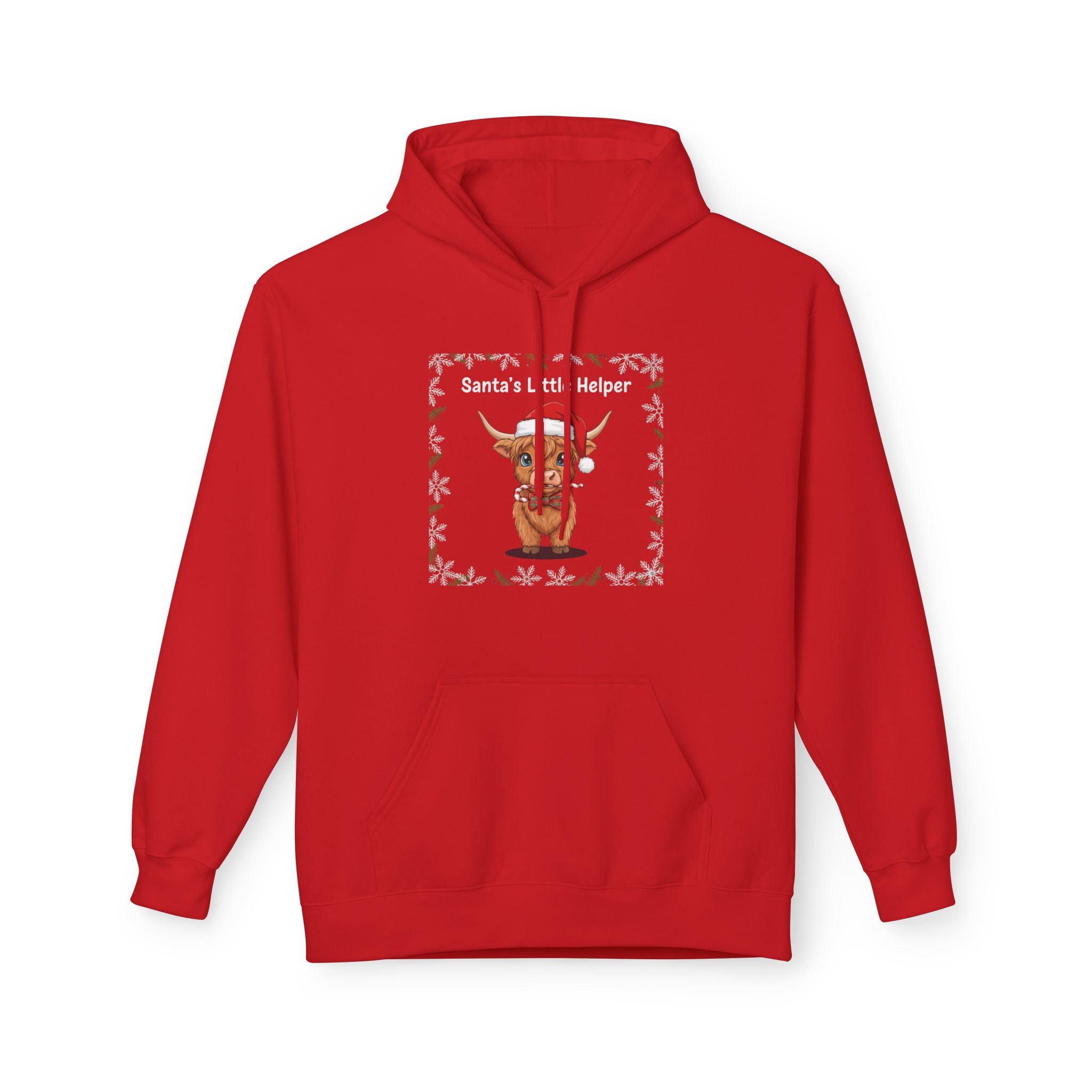 Festive Bull Graphic Hoodie, Holiday Sweatshirt, Unisex Gift, Cozy Layer, Farm Animal Lover Apparel, Christmas Outfit