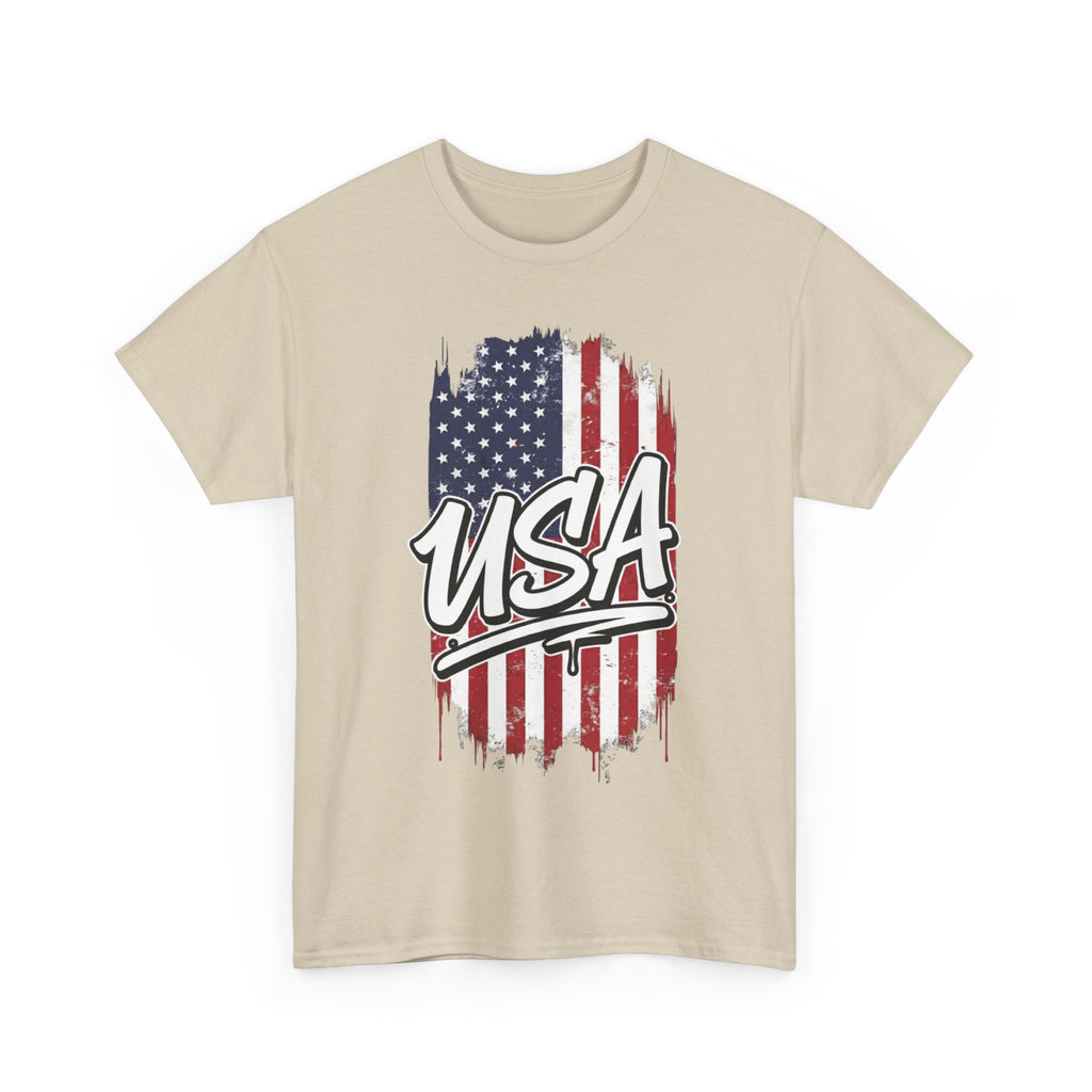 Patriotic USA Tee - Unisex Heavy Cotton T-Shirt, Independence Day Gift, Casual Outfit, Fourth of July, American Pride, Free Shipping