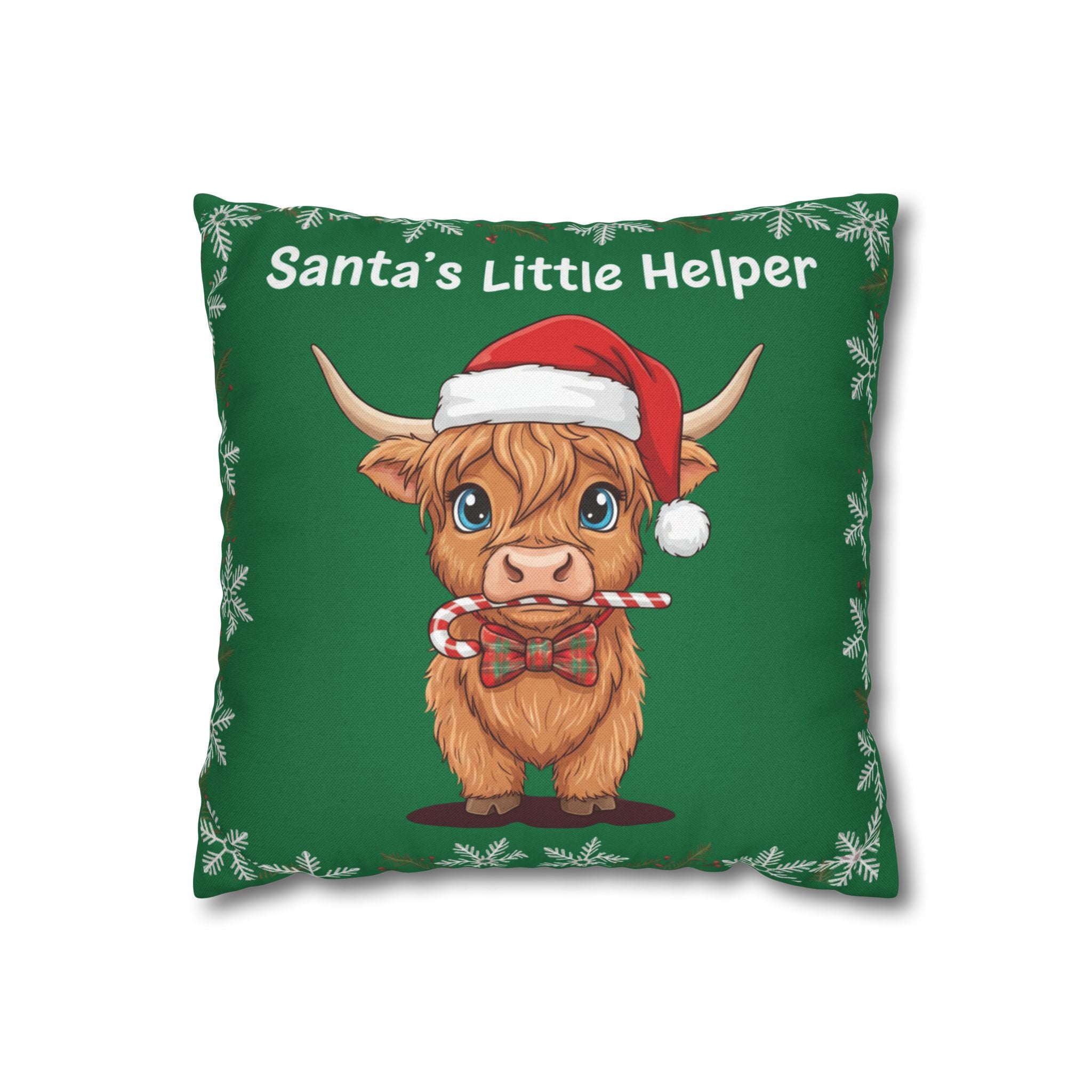 Christmas Pillowcase, Holiday Decor, Cute Farmhouse Style, Gift for Kids, Home Decor, Cozy Christmas Vibes, Green