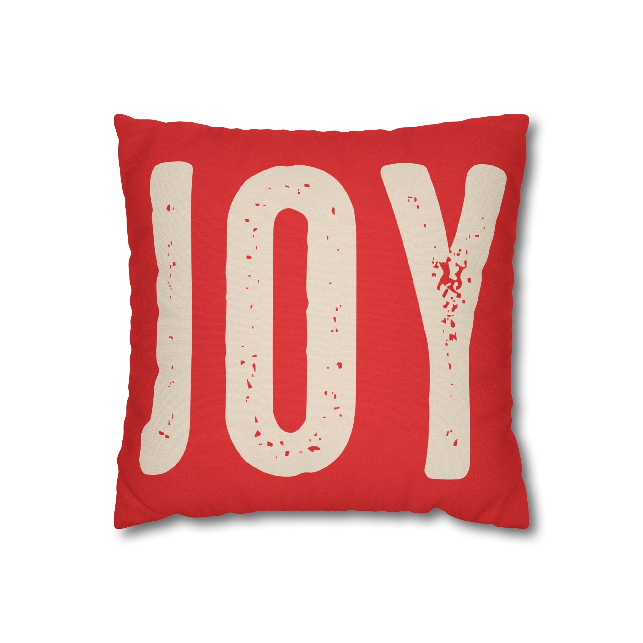 Joyful Square Pillowcase | Home Decor, Accent Pillow, Gift for Friends, Red and Ivory, Cheerful Bedroom Accessory