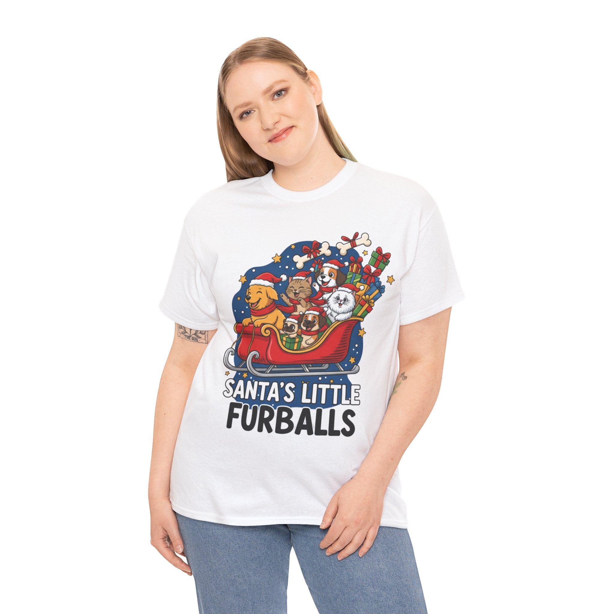 Santa's Little Furballs Unisex Heavy Cotton Tee