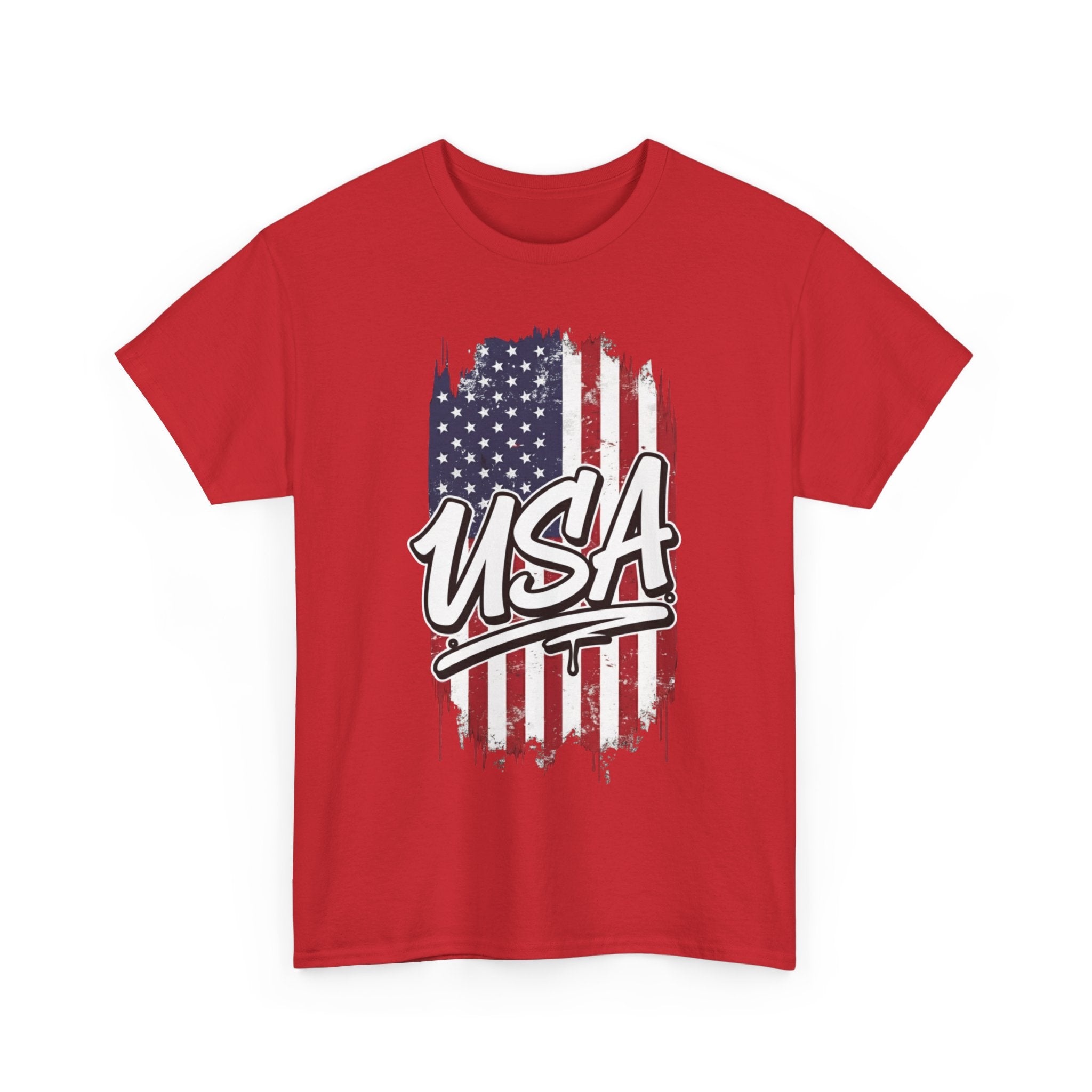 Patriotic USA Tee - Unisex Heavy Cotton T-Shirt, Independence Day Gift, Casual Outfit, Fourth of July, American Pride, Free Shipping