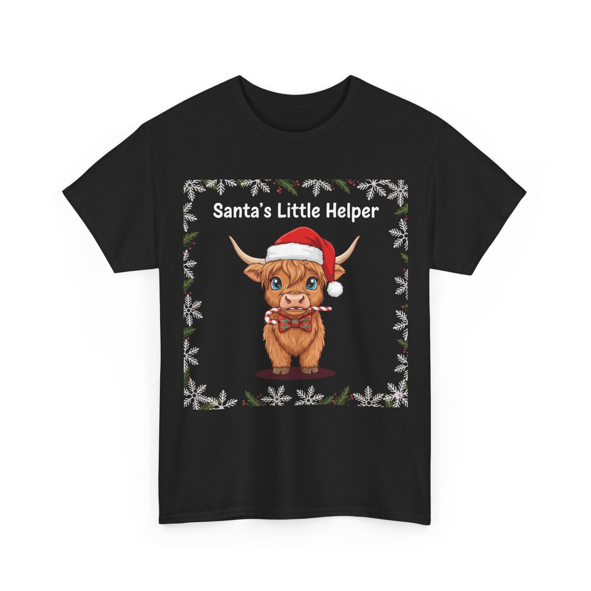 Festive Santa Tee - Unisex Heavy Cotton Tee, Christmas Gift, Holiday Wear, Cute Animal Design, Santa's Little Helper T-Shirt