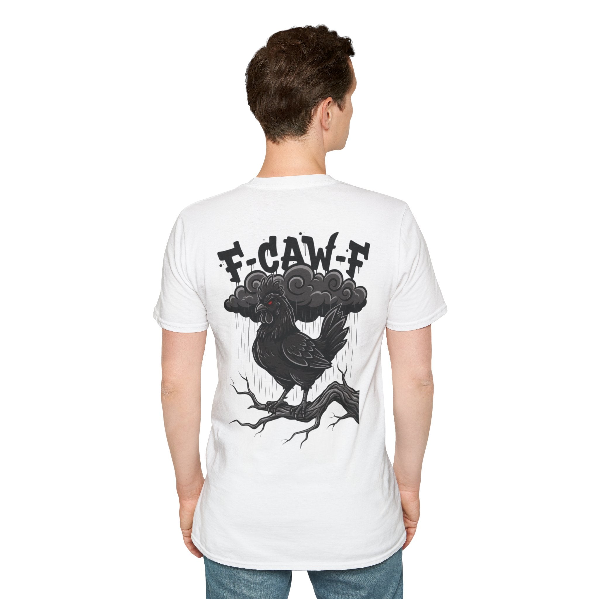 F-CAW-F Crow Graphic T-Shirt – Dark Gothic Raven Storm Tee